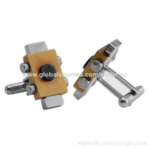Groomsmen Wedding Stainless Steel Cufflinks with IPG And IP Black Plating, Engraved LogosNew